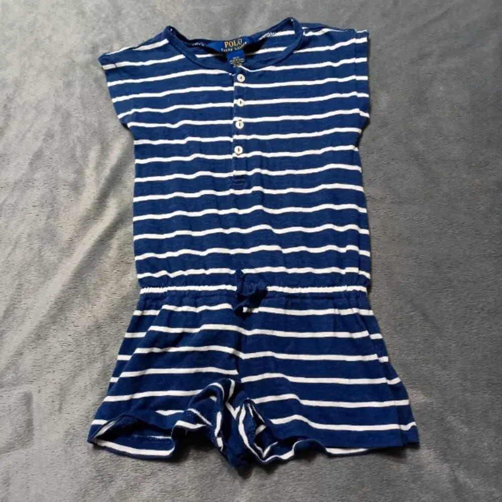 POLO RALPH LAUREN GIRLS 3T‎ STRIPED TERRY ROMPER Blue
